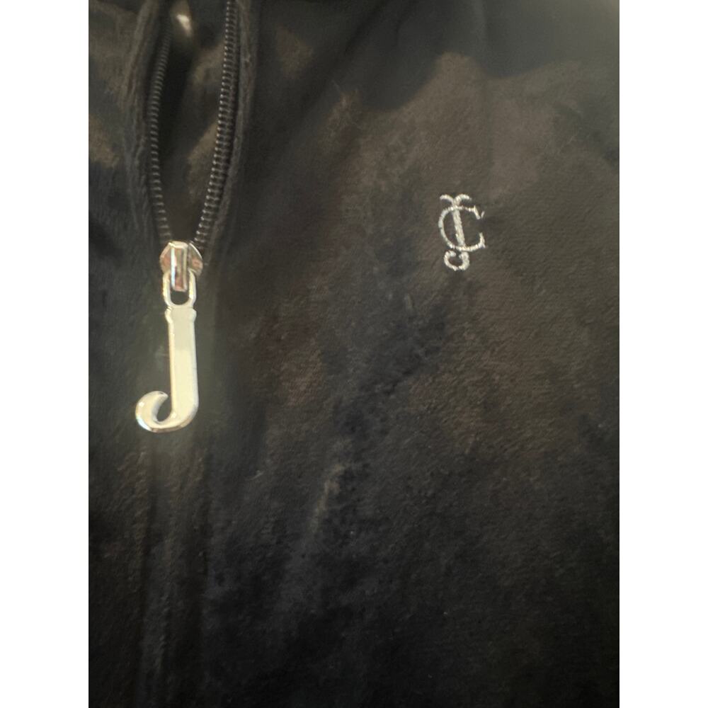 Juicy Couture Girls' Plush Velour zipper Hoodie Sweatshirt Black/studs Sz M 8-10 - Picture 3 of 7
